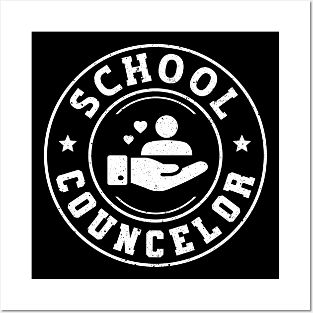 School Counselor Grunge, Vintage, School Counselor Wall Art by Caskara